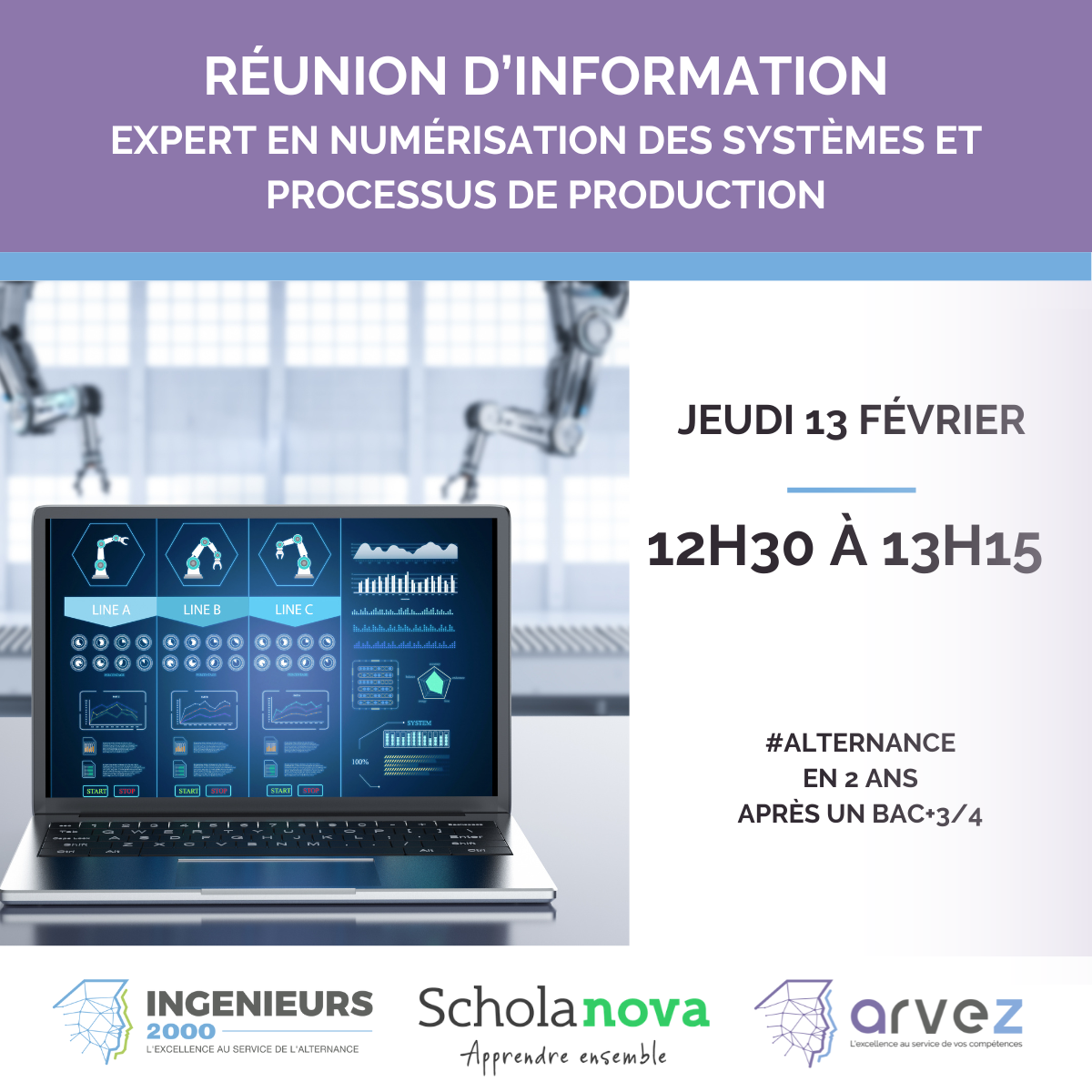 Rendez-vous le 13 février ! Réunion d’information dédiée à la formation Expert en numérisation des systèmes et processus de production