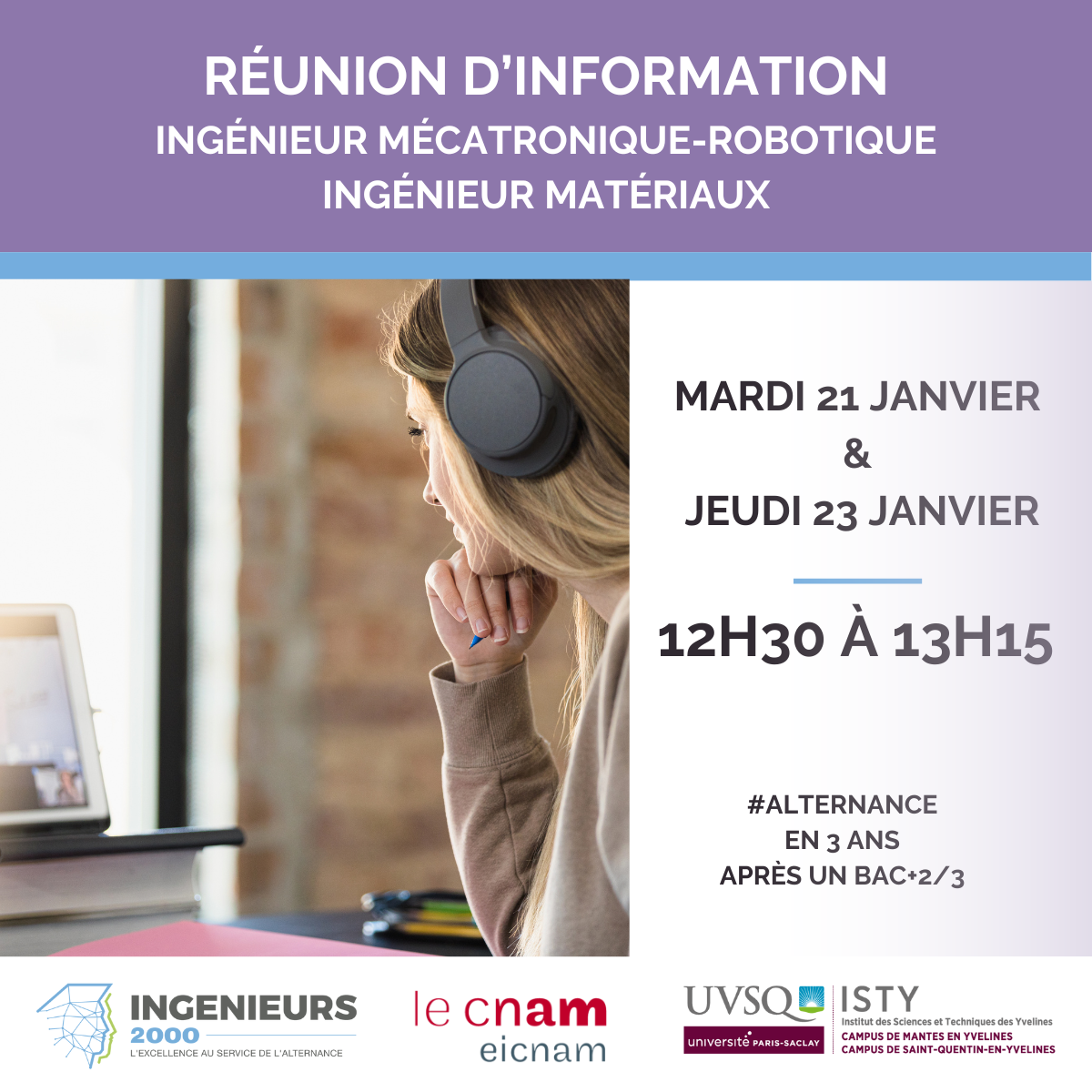 Réunions d’information virtuelles : rendez-vous les 21 et 23 janvier !